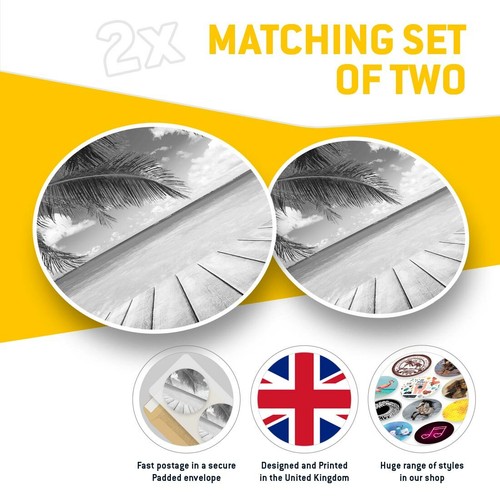 2 x Vinyl Stickers 25cm (bw) - Paradise Beach Scene Island #35904 - Afbeelding 2 van 8