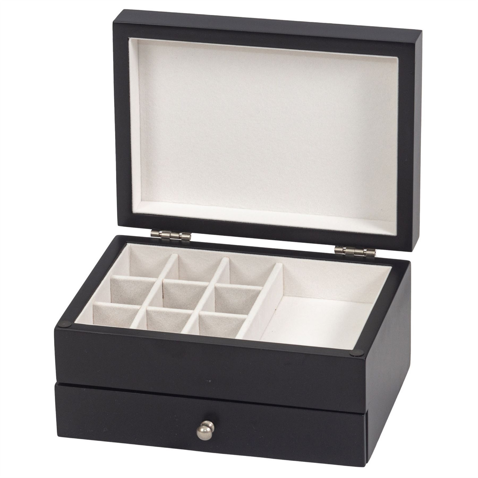 Wooden Jewel Box Mele & Co Black Lattice Wooden Mirror Lid Jewel Case