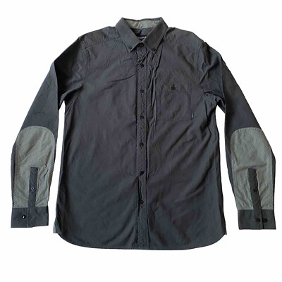 Nixon Shirt M Hemlock Gray Two Tone Color Block Button Down Gothic Grunge Pocket