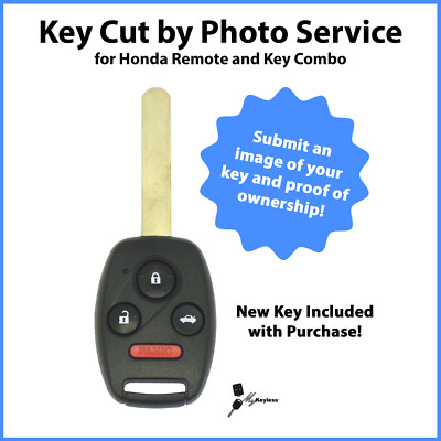Key Cut by Photo Service for Replacement Honda Key & Combo Remote OUCG8D-380H-A