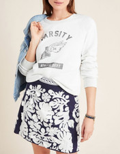 ANTHROPOLOGIE T.La WOMEN'S HEATHER GRAY KIMBERLY RAGLAN SWEATSHIRT TOP Sz M