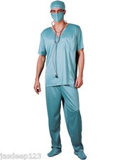 Mens ER Doctors Surgeon Scrubs Hospital Fancy Dress Nurses Outfit Halloween  