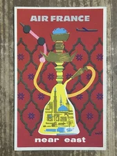 Vintage Unused AIR FRANCE Near East Airline Travel Poster Art Postcard 6”x4”