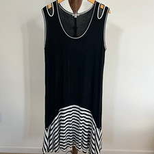 Jasmine by Firmiana Size 2X Striped Sleeveless Scoop Neck Flared Tank Dress