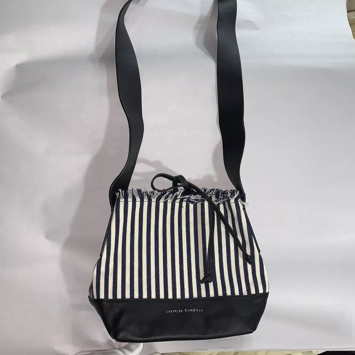 nwot auth LOEFFLER RANDALL blue white awning striped CROSSBODY