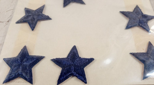 Doreen Trims Embroidered Applique 6 NAVY BLUE STARs 9070 Vintage 1" GA TX