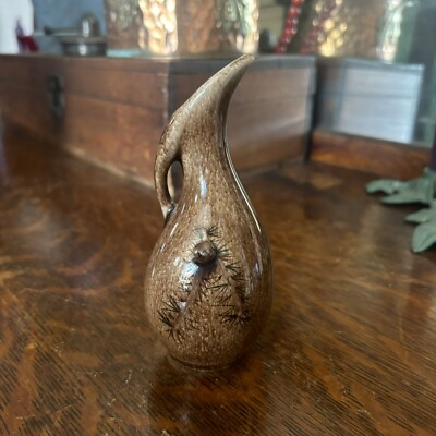 Small Bud Vase Decor Brown Glaze With Pinecone Ceramic Porcelain