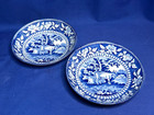 Antique blue and white Staffordshire China set of 2 fruit bowls Bull scene