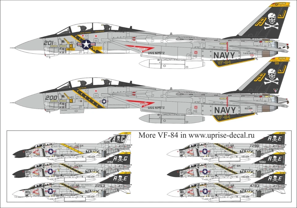 UpRise Decals UR72257 - F-14A Tomcat VF-84 Jolly Rogers On Service Pt.1  1/72 - Image 2 of 4