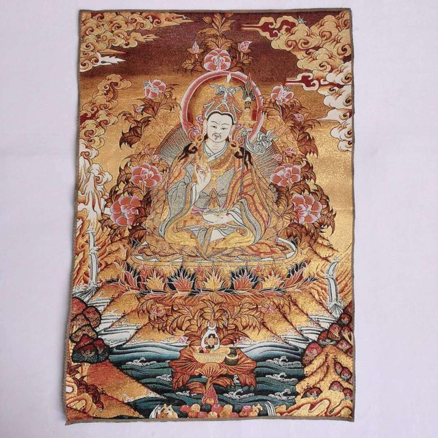 36" Tibet Tibetan Cloth Silk Guru Padmasambhava Rinpoche Tangka Thangka Mural 36" Tibet Tibetan Cloth Silk Guru Padmasambhava Rinpoche Tangka Thangka Mural