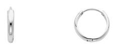 Ladies Kid Real 14k White Gold 2 MM Thick Round Plain Huggies Hoop Earring 13MM
