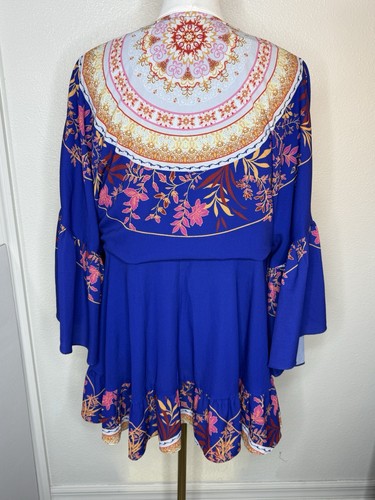 Umgee Women's Short Sleeve Tunic – Size S Small – Mandala Boho & Floral Print - Picture 10 of 21