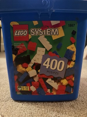 LEGO 400+ piece System Blue Carrying Case #1867 with Built-In Handle 1997