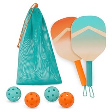 BLUE/ORANGE - B SPORTS B TOYS KIDS PICKLEBALL GAME WOODEN PADDLE SET BX2347Z