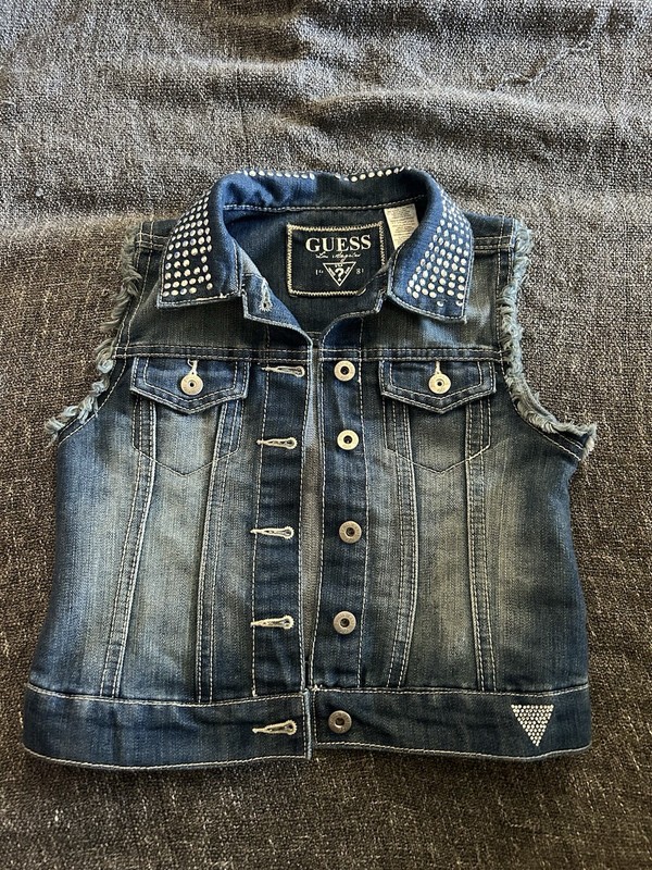 Guess Kids Jean Vest With Rhinestones Size 10/12