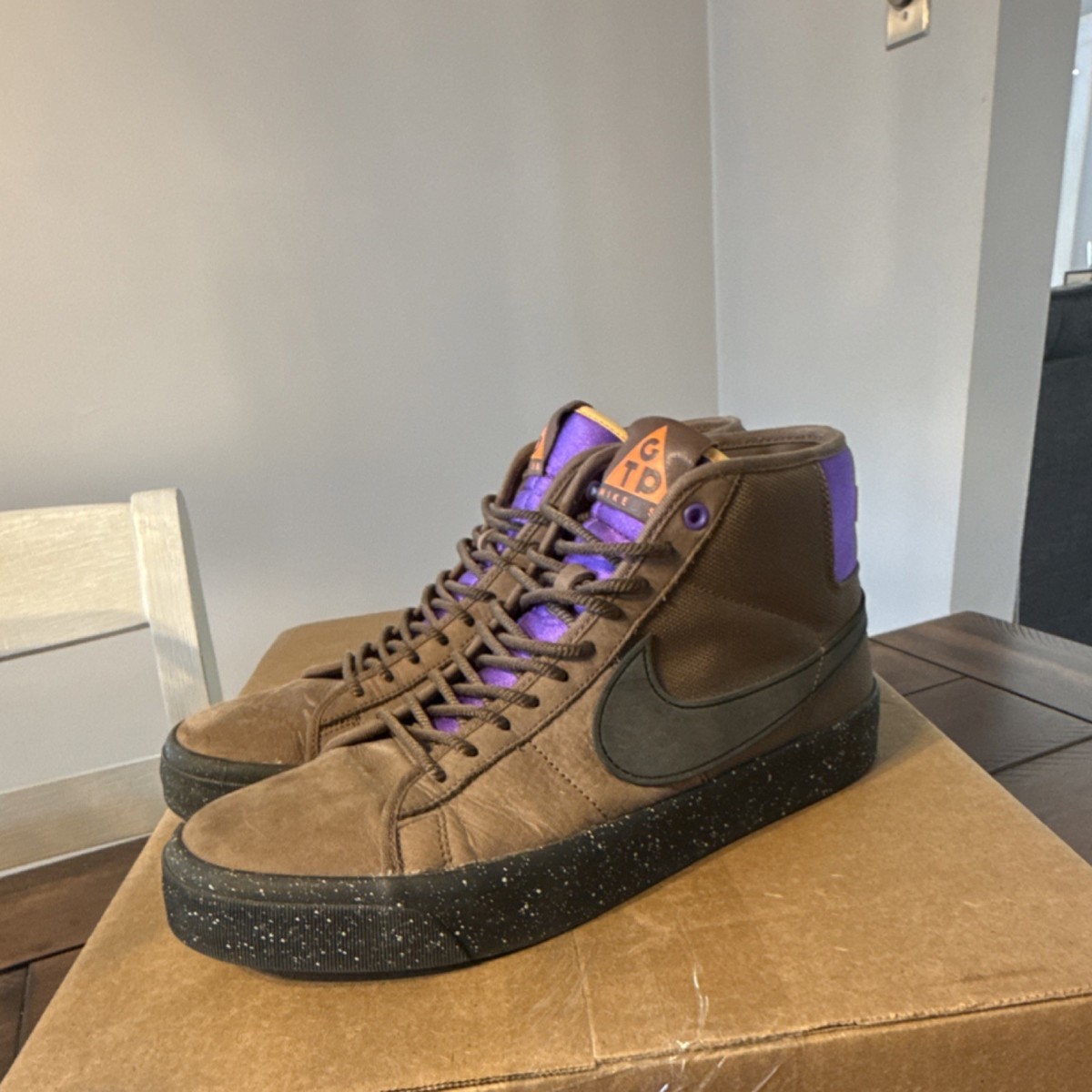 Nike SB Zoom Blazer Mid GT ACG Men's Suede Mid Top Brown Purple