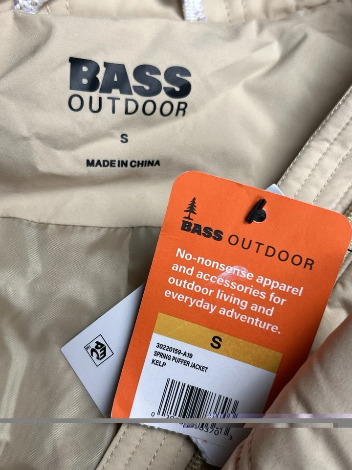 New Bass Outdoor Women’s Puffer Jacket Size S Solid Pockets Full Zip Beige Kelp - Image 3 of 4