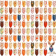 100 Pieces Fall Dog Bandanas Bulk,Thanksgiving Bandanas for Dogs Pumpkin Mapl...