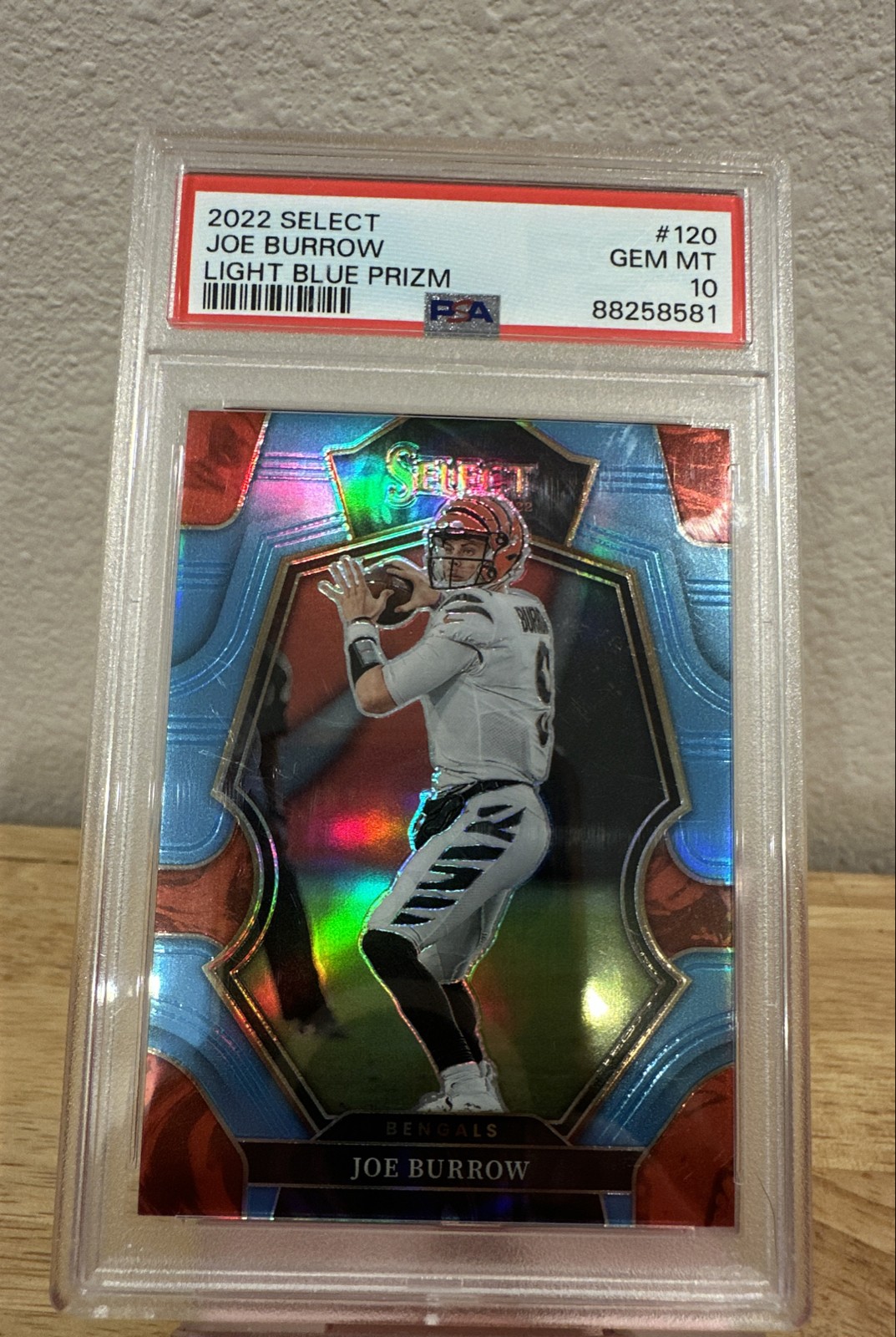 2022 Panini Select - Premier Level Joe Burrow #120 Light Blue Prizm /99
