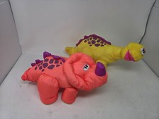 Fisher Price Puffalump Dinosaurs Brontosaurus  Triceratops Plush 1992 Works 