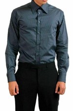 Versace Collection Men's "City" Two Tone Striped Dress Shirt US 14.5 IT 37