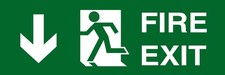 Down Arrow Green Fire Exit Signage Acrylic Vinyl Sign Sticker Safety