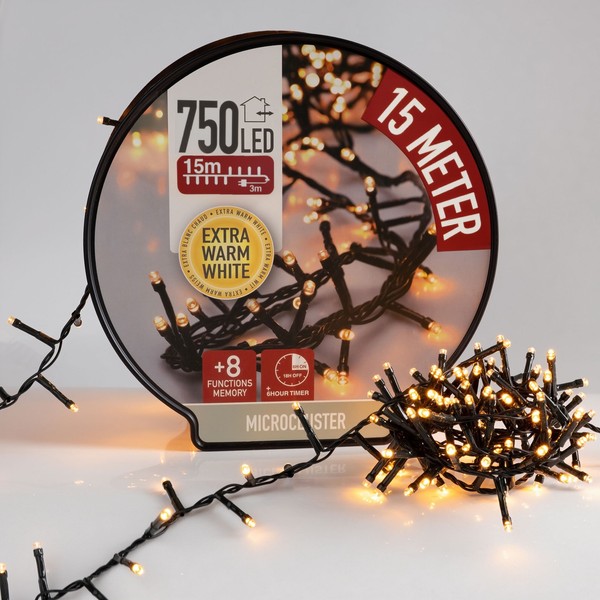 Led Cluster Lichter Kette Trommel - 15M - Warm Weiß Aufgerollt Weihnachten Deko-image