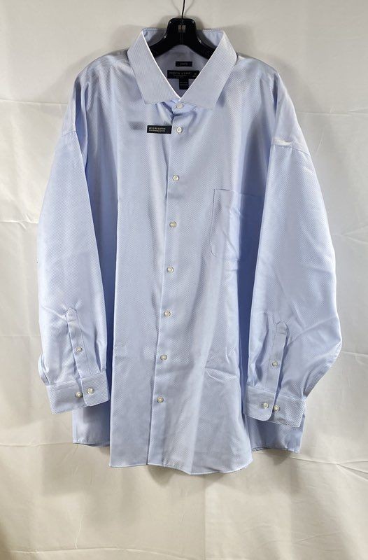 Pronto Uomo Men's Light Blue Non-Iron 2-Ply Cotton Shirt NWT Size 20 34/35