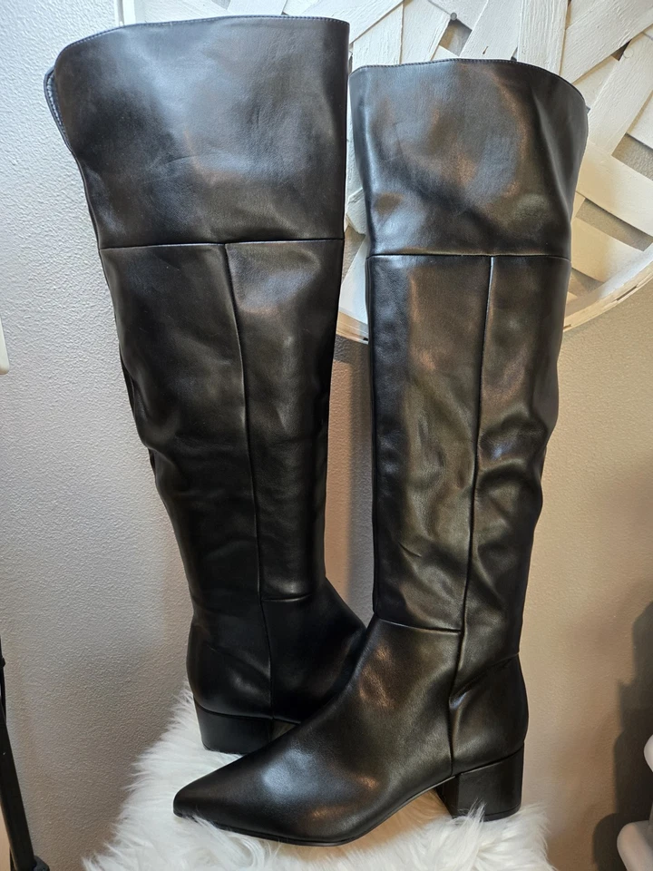 Marc Fisher Lottie над колена ботинки в гладкий черный. Размер 10 М - новый Ret $239 - Изображение 2 из 4