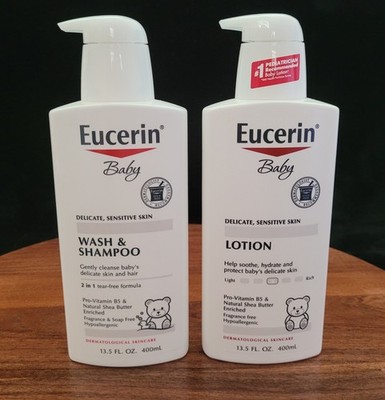 Eucerin-13.5oz.-Baby Lotion-Baby Wash & Shampoo Set-Sensitive-Tear Free-NEW