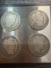 Lot of 4 circulated Barber Quarters 3 - 1899 and 1 - 1914 90% Silver