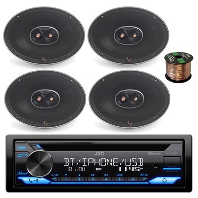 KD-T720BT Single-DIN Receiver, 4x 6x9'' 270W 3-Way Multi-Element Speakers, Wire