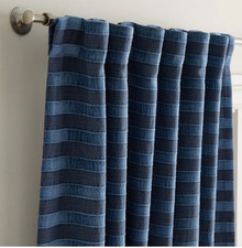 Pottery Barn Teen Heritage Stripe Set Of 2 Blackout Curtains Blue 52x96 NWOT