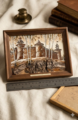 Rare Vintage Bark Artwork of Nizhny Novgorod Kremlin Elegant Russian Collectible