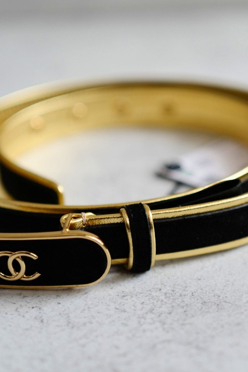 Chanel Black Belt with Gold Accents s-l400.jpg main image 2