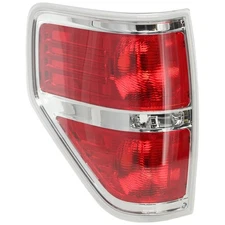 Driver Side Tail Light For 2009-2014 Ford F-150 Styleside Chrome Trim Red Lens