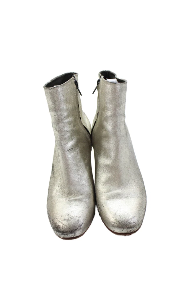 Rachel Comey Mujer Tacones en Bloque Botines Zapatos Metálicos Dorados Talla 7 Foto 2 de 4