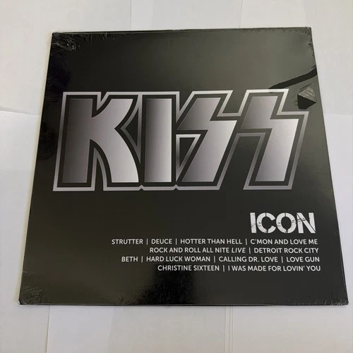 KISS ICON Exclusive Silver Black Splatter Vinyl Brand New Sealed