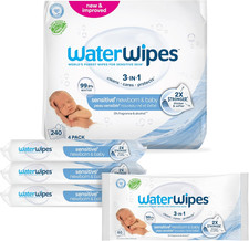 Waterwipes Plastic-Free Original Baby Wipes, 99.9 Water Based Wipes, Unscented