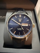 Tag Heuer Carrera Automatic, Blue Dial, leather strap  calibre 5 day date 39mm