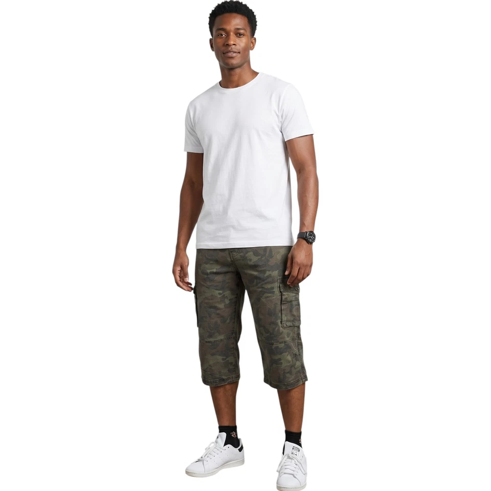 Mens Cargo Shorts 3/4 Camouflage Combat Summer Work Three Quarter Shorts Pants - Image 3 of 4