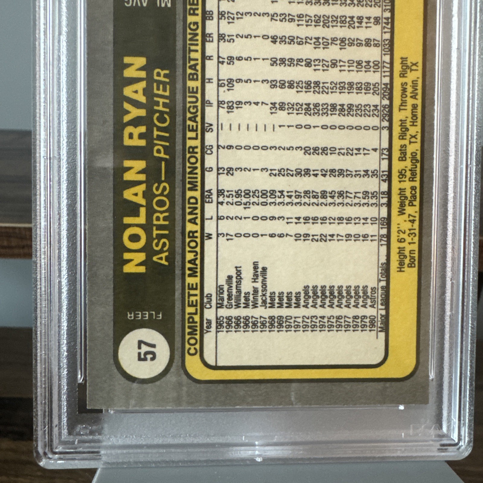 RARE Nolan Ryan 1981 Fleer #57 Auto Signed Card PSA/DNA Authentic - SHARP view 8