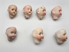Antique porcelain bisque doll heads - German, 12/0 to 18/0 inc Recknagel
