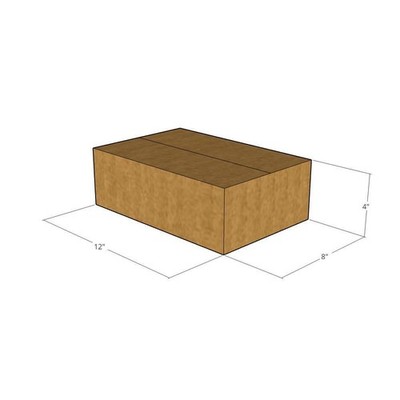 100 12x8x4 Kraft Brown Corrugated Shipping Boxes 32 ECT Single-Wall New