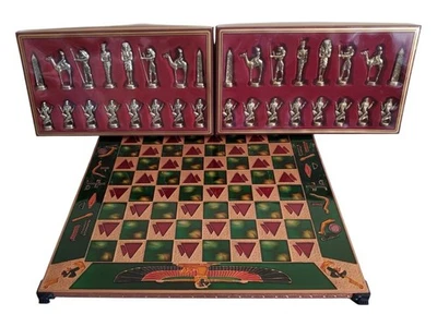 Jeu d'échecs Égypte Antique / Stratégie / Pions Métal Massif / Plateau Bois 44cm - Photo 1/4