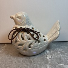 White Pearlized Iridescent Ceramic 5" Bird Luminary Figurine scent diffuser