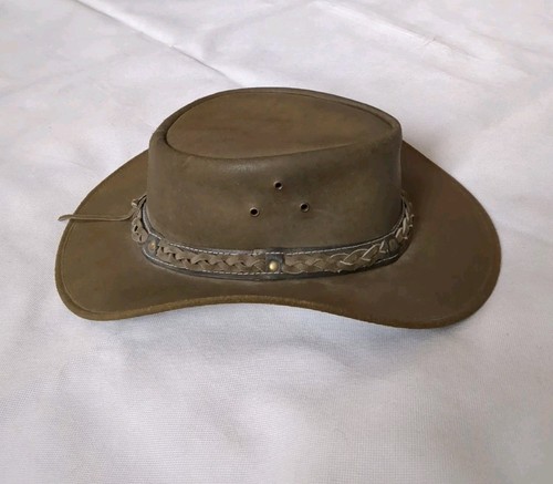 Western Hat Brown Leather Braided Trim Medium - Picture 4 of 12