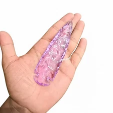 3-6Inch Pink Kunzite Glass Arrowhead Spearhead Handcrafted Healing Crystal Decor