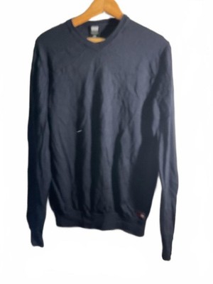 Helly Hansen Men's Black Merino Wool V-Neck Sweater Large **