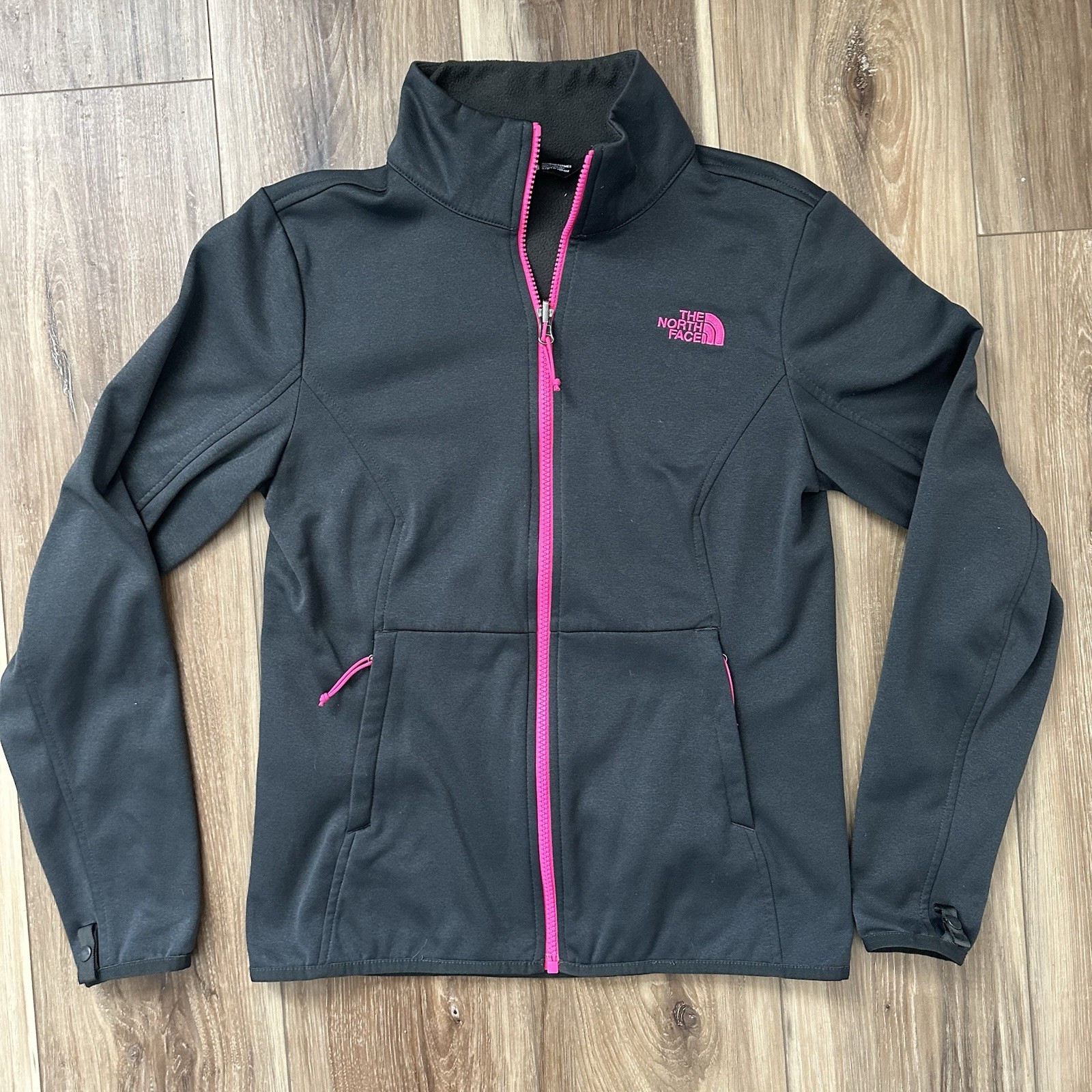 The North Face Women's Gray Fleece Sweater Jacket Size S/P Hot Pink Full Zip